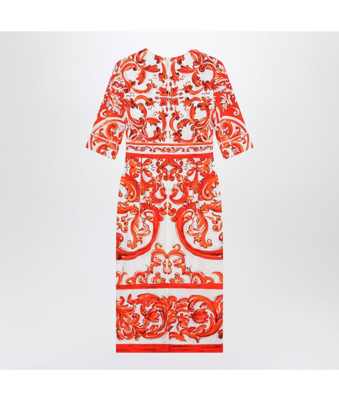 DOLCE&GABBANA Оранжевое шелковое повседневное платье, фото 2