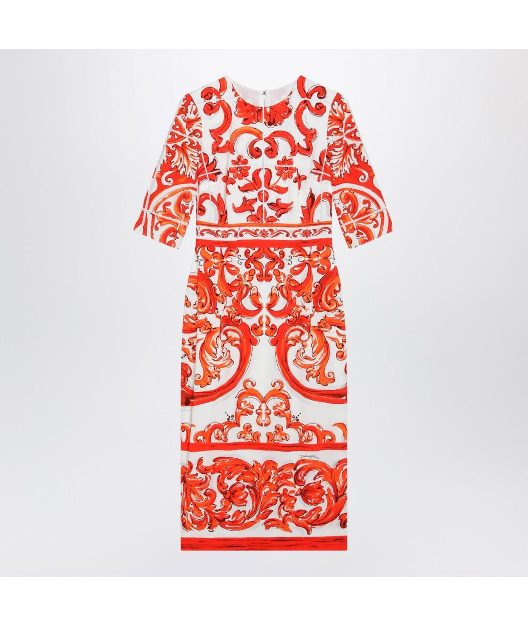 DOLCE&GABBANA Оранжевое шелковое повседневное платье, фото 3