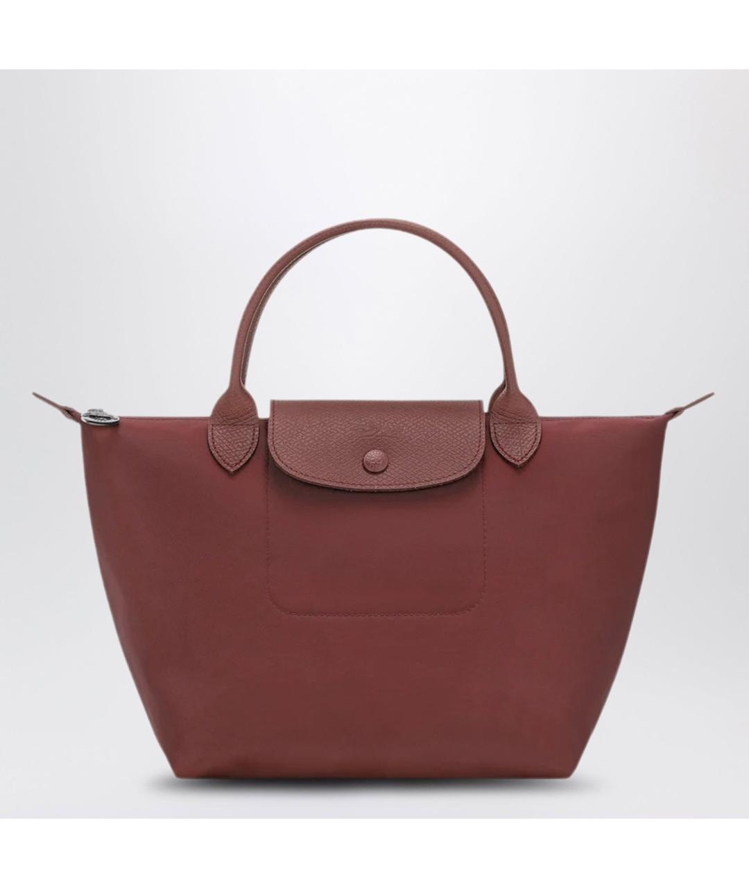 LONGCHAMP Бордовая тканевая сумка с короткими ручками, фото 3