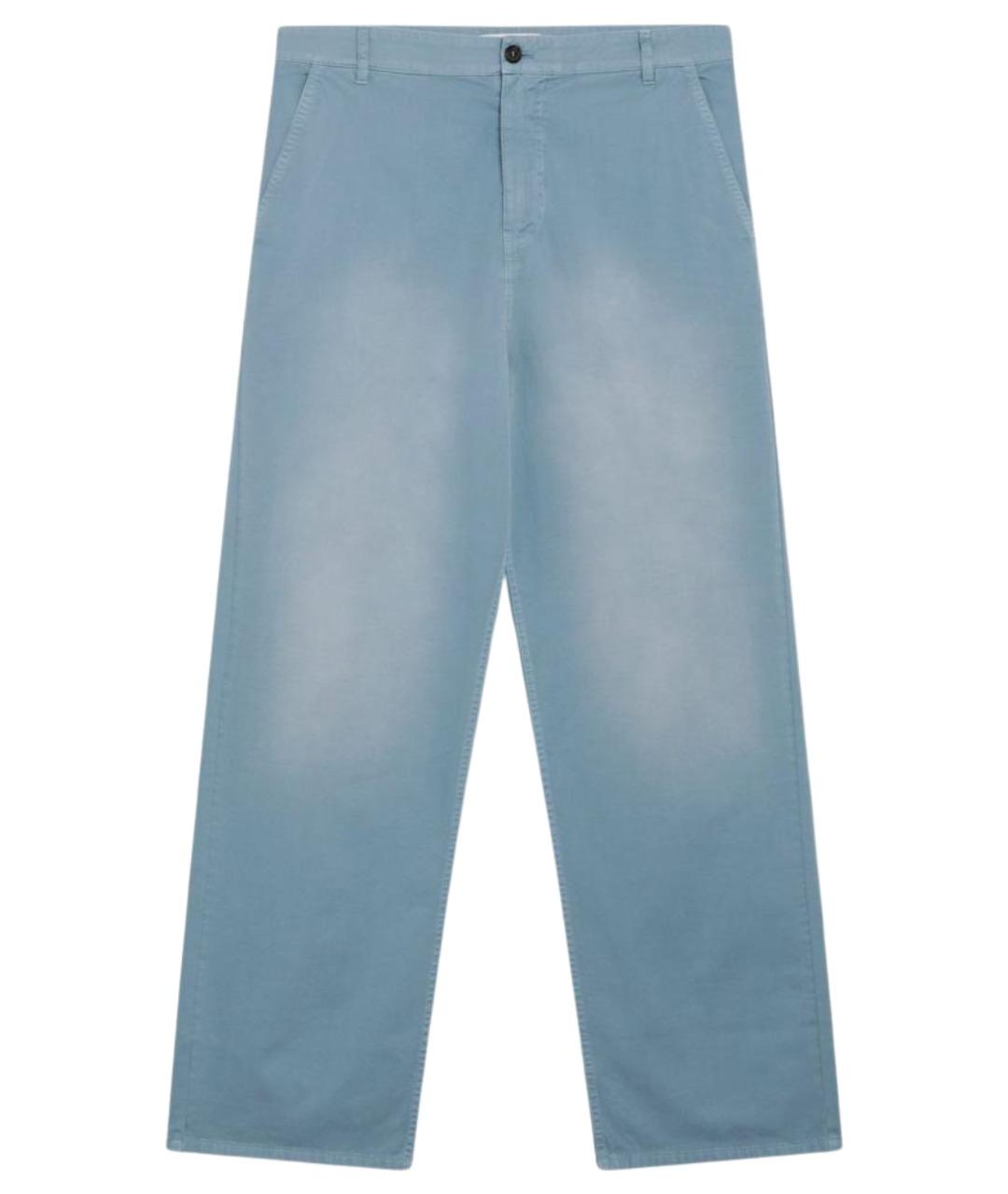 MIU MIU Голубые хлопковые прямые брюки, фото 1