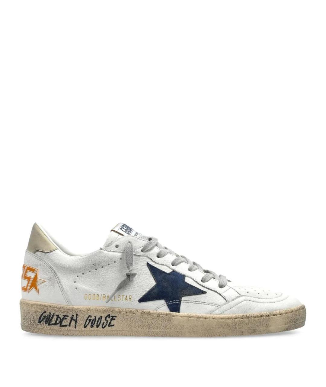 GOLDEN GOOSE Белые кожаные низкие кроссовки / кеды, фото 1