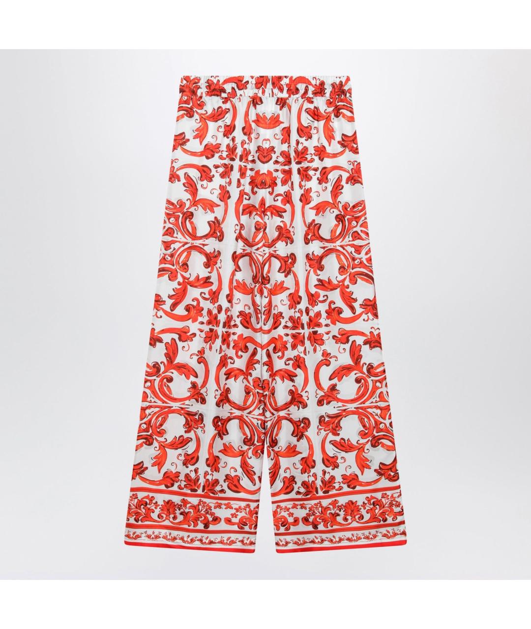 DOLCE&GABBANA Оранжевые шелковые брюки широкие, фото 2