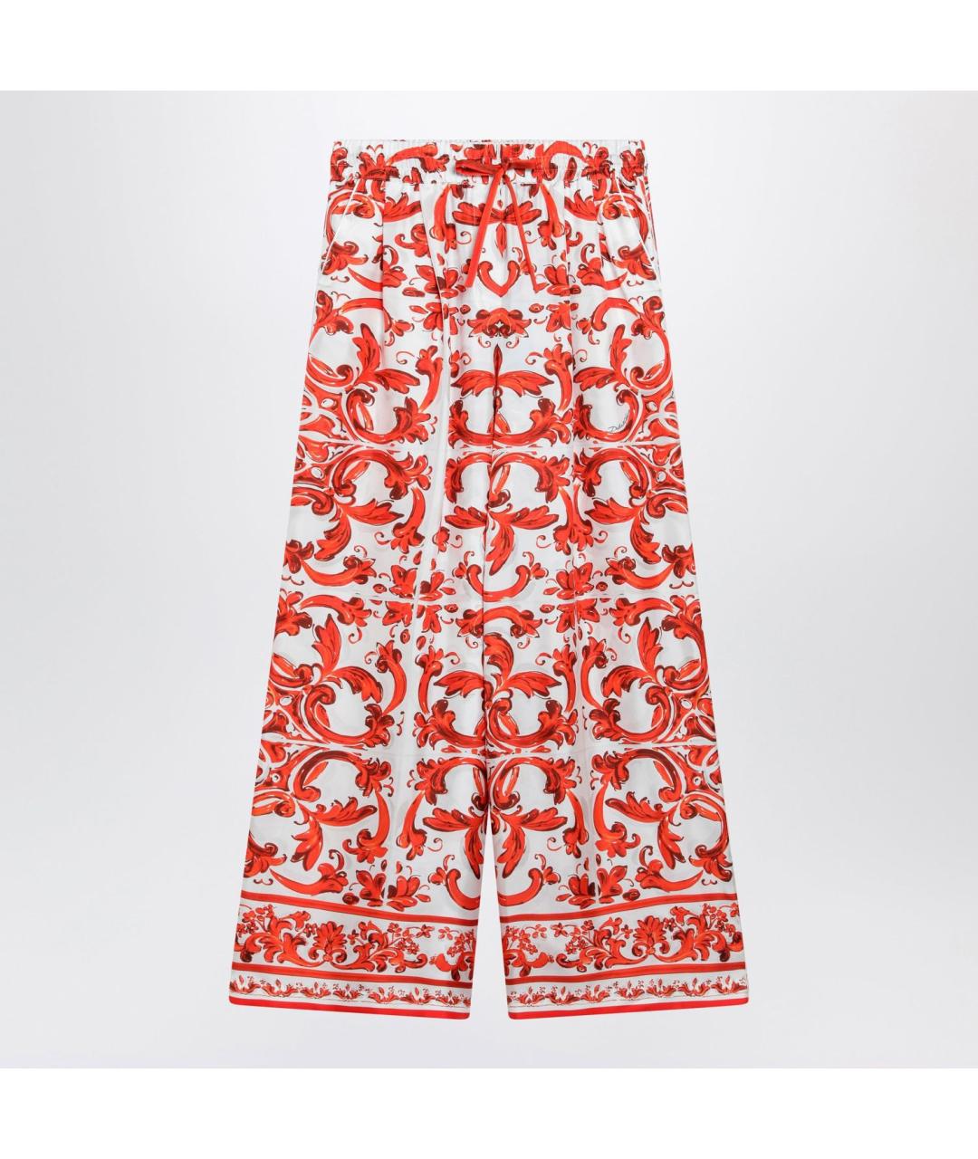 DOLCE&GABBANA Оранжевые шелковые брюки широкие, фото 3
