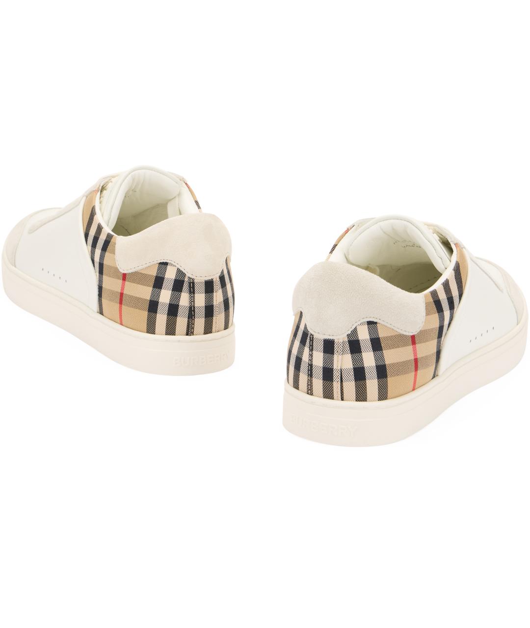 BURBERRY Белые кожаные низкие кроссовки / кеды, фото 4