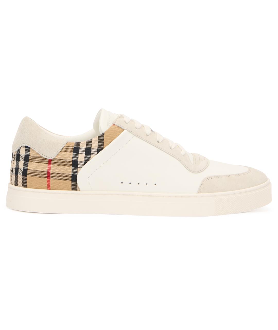 BURBERRY Белые кожаные низкие кроссовки / кеды, фото 2