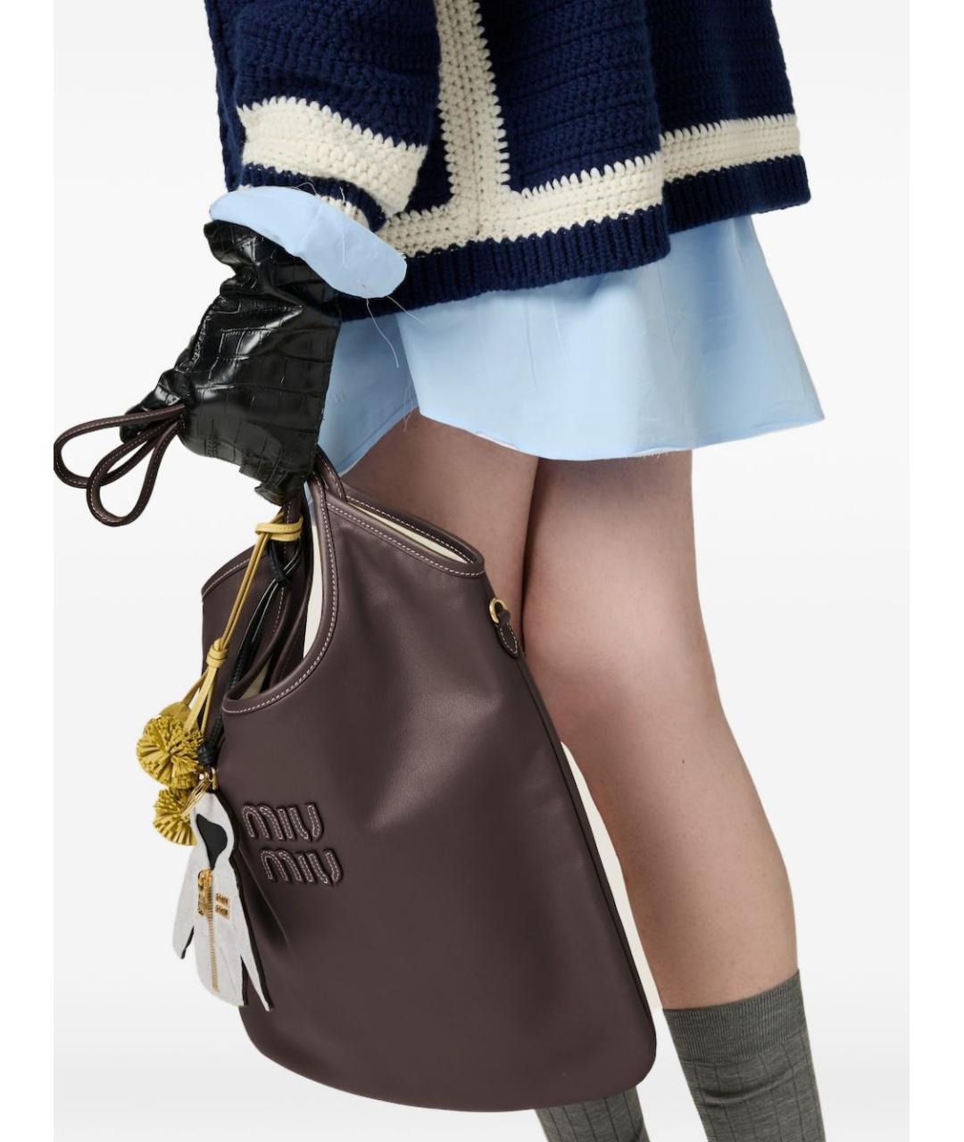 MIU MIU Коричневая кожаная сумка тоут, фото 6