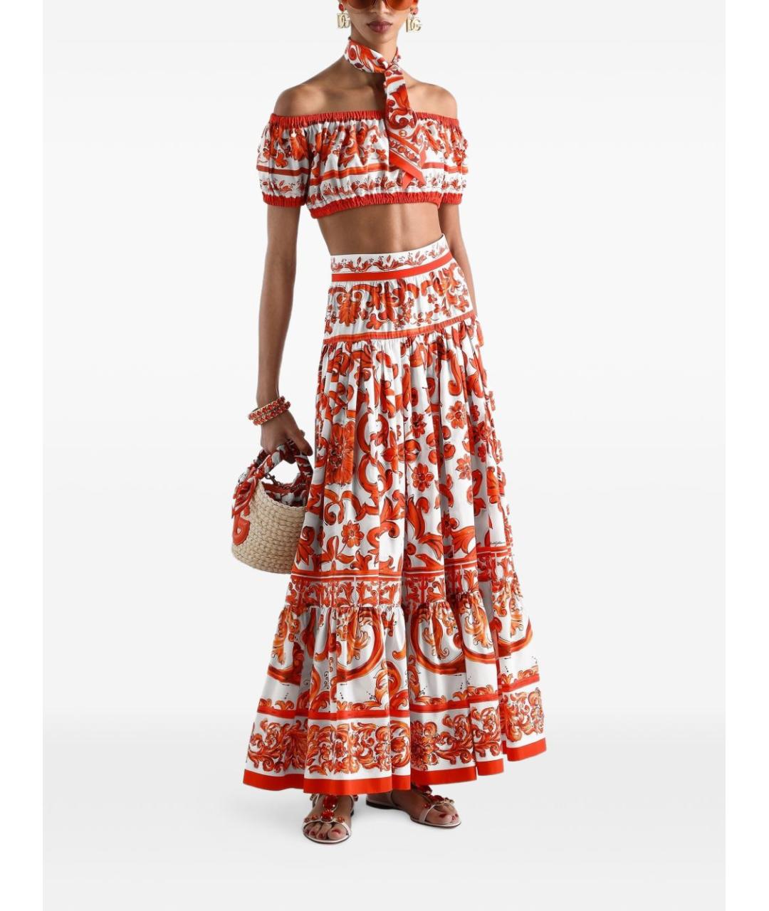 DOLCE&GABBANA Оранжевая хлопковая майка, фото 4