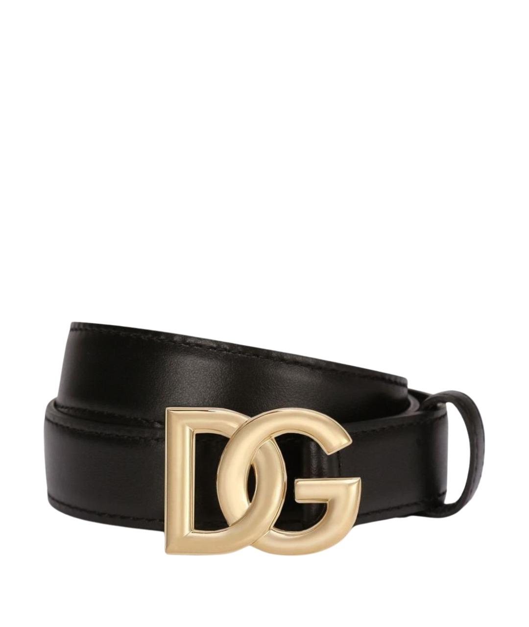 DOLCE&GABBANA Черный кожаный ремень, фото 3