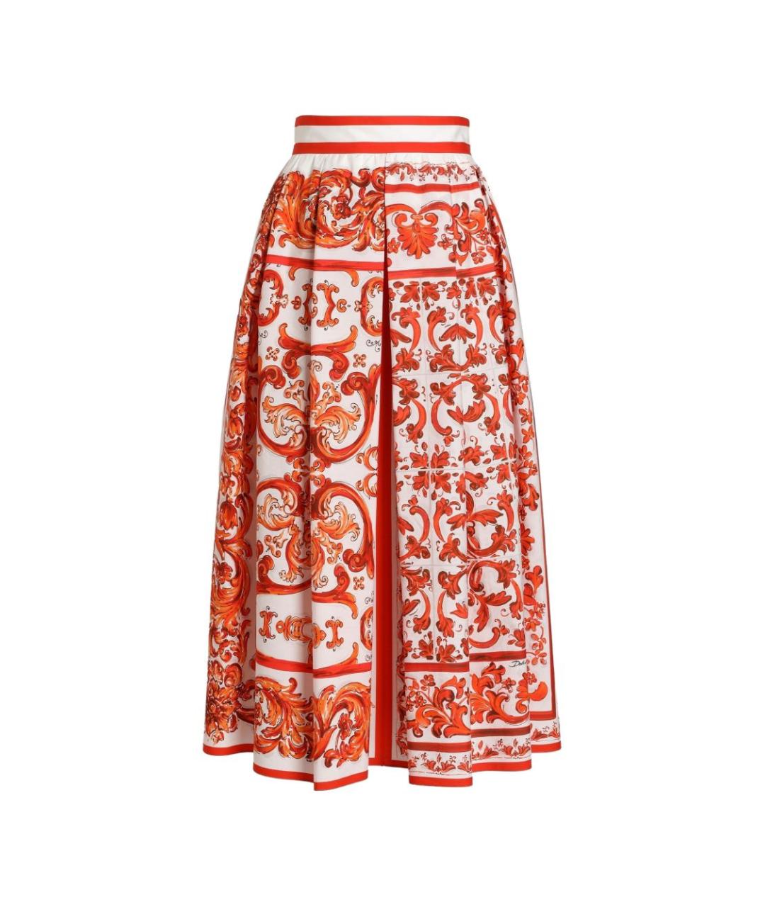 DOLCE&GABBANA Оранжевая хлопковая юбка миди, фото 1