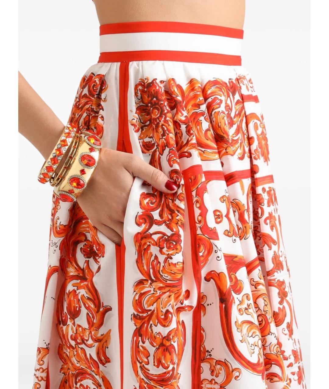 DOLCE&GABBANA Оранжевая хлопковая юбка миди, фото 4
