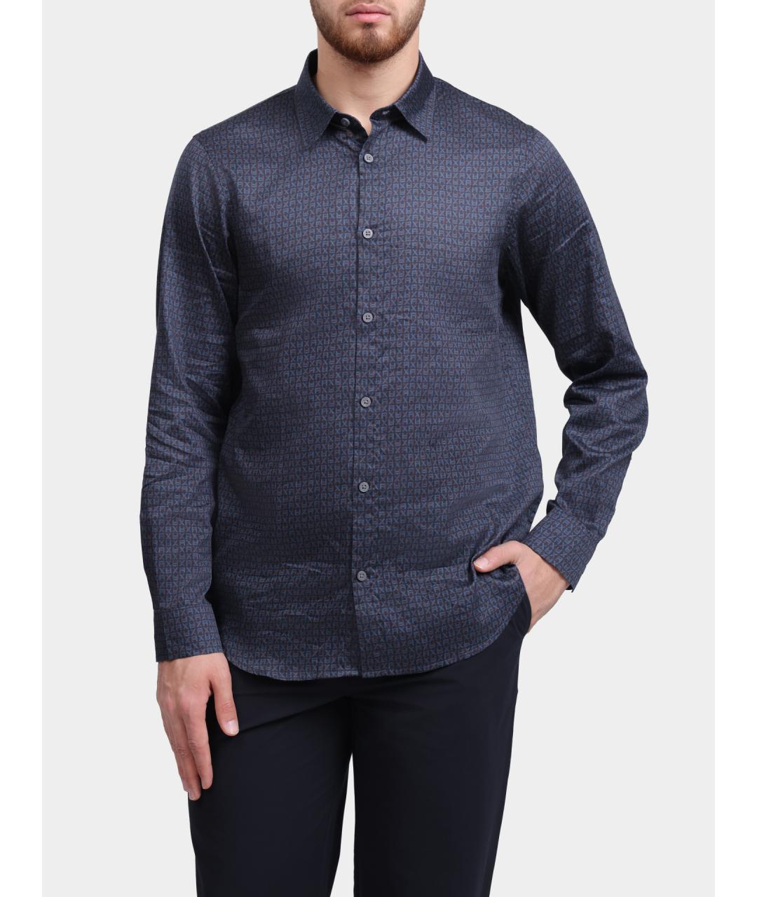 ARMANI EXCHANGE Синяя хлопковая кэжуал рубашка, фото 6
