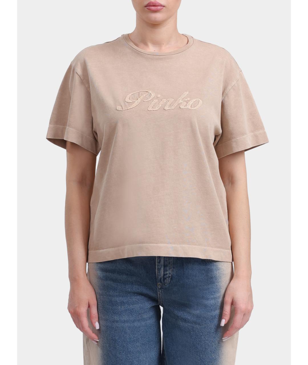 PINKO Бежевая футболка, фото 6