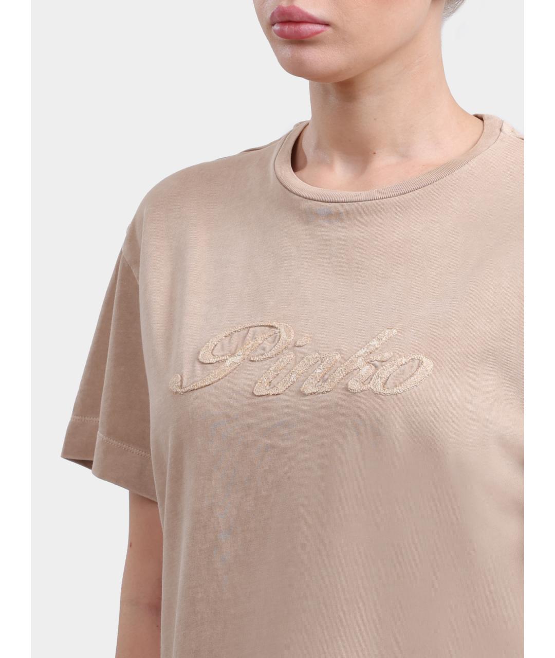 PINKO Бежевая футболка, фото 4