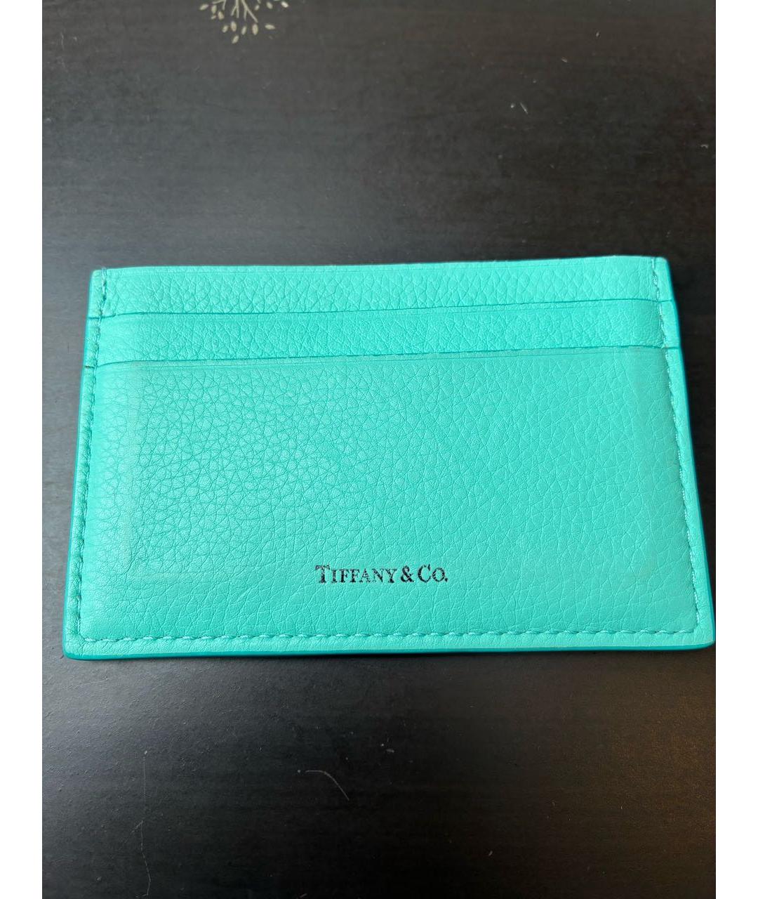 TIFFANY&CO Бирюзовый кожаный кардхолдер, фото 2
