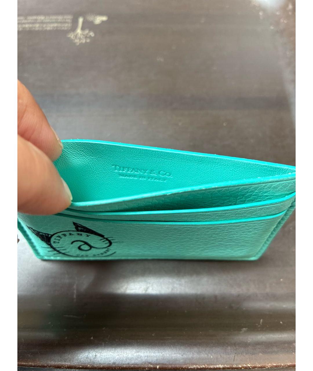 TIFFANY&CO Бирюзовый кожаный кардхолдер, фото 3