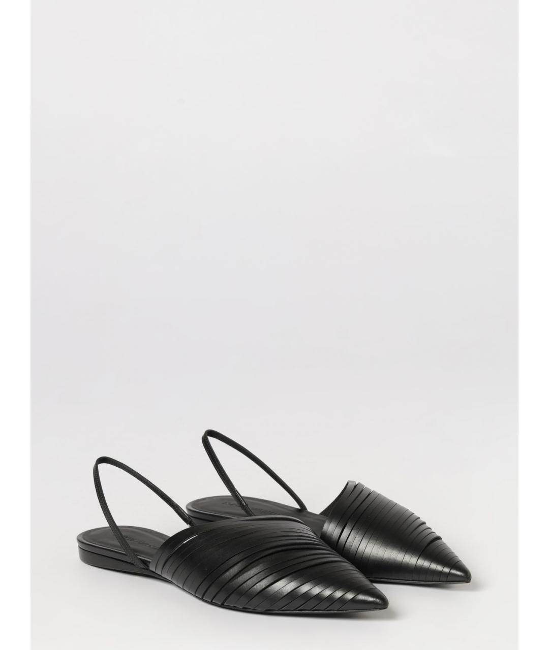 EMPORIO ARMANI Черные кожаные балетки, фото 2