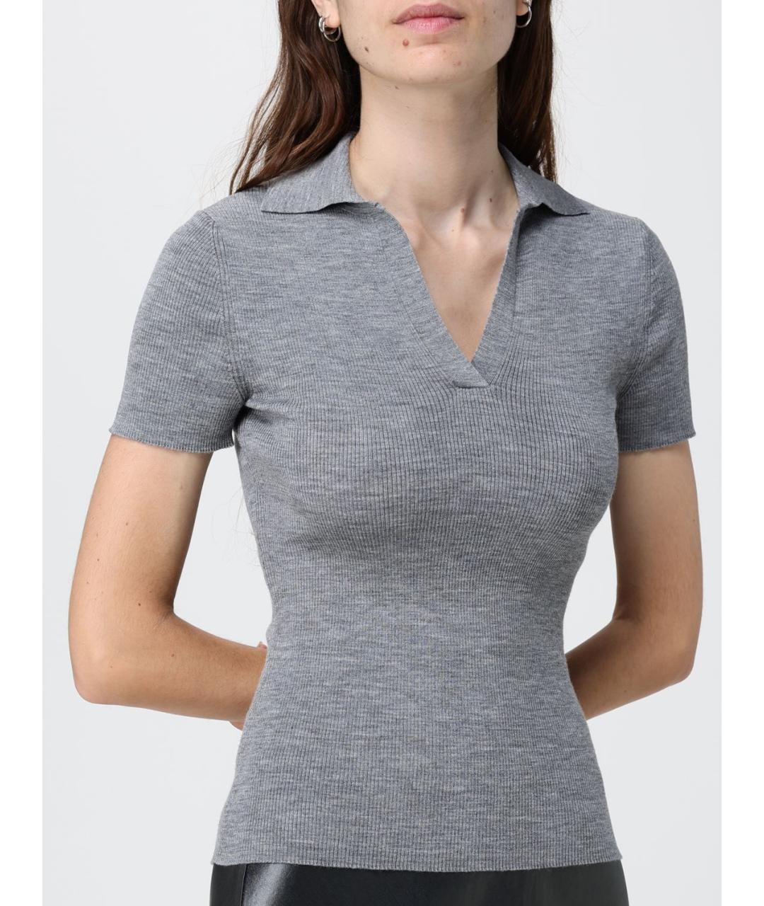 MAX MARA Серая хлопковая блузы, фото 5