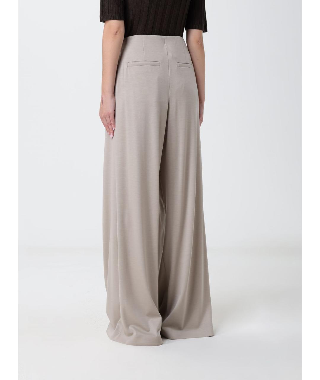 MAX MARA Бежевые шерстяные брюки широкие, фото 3