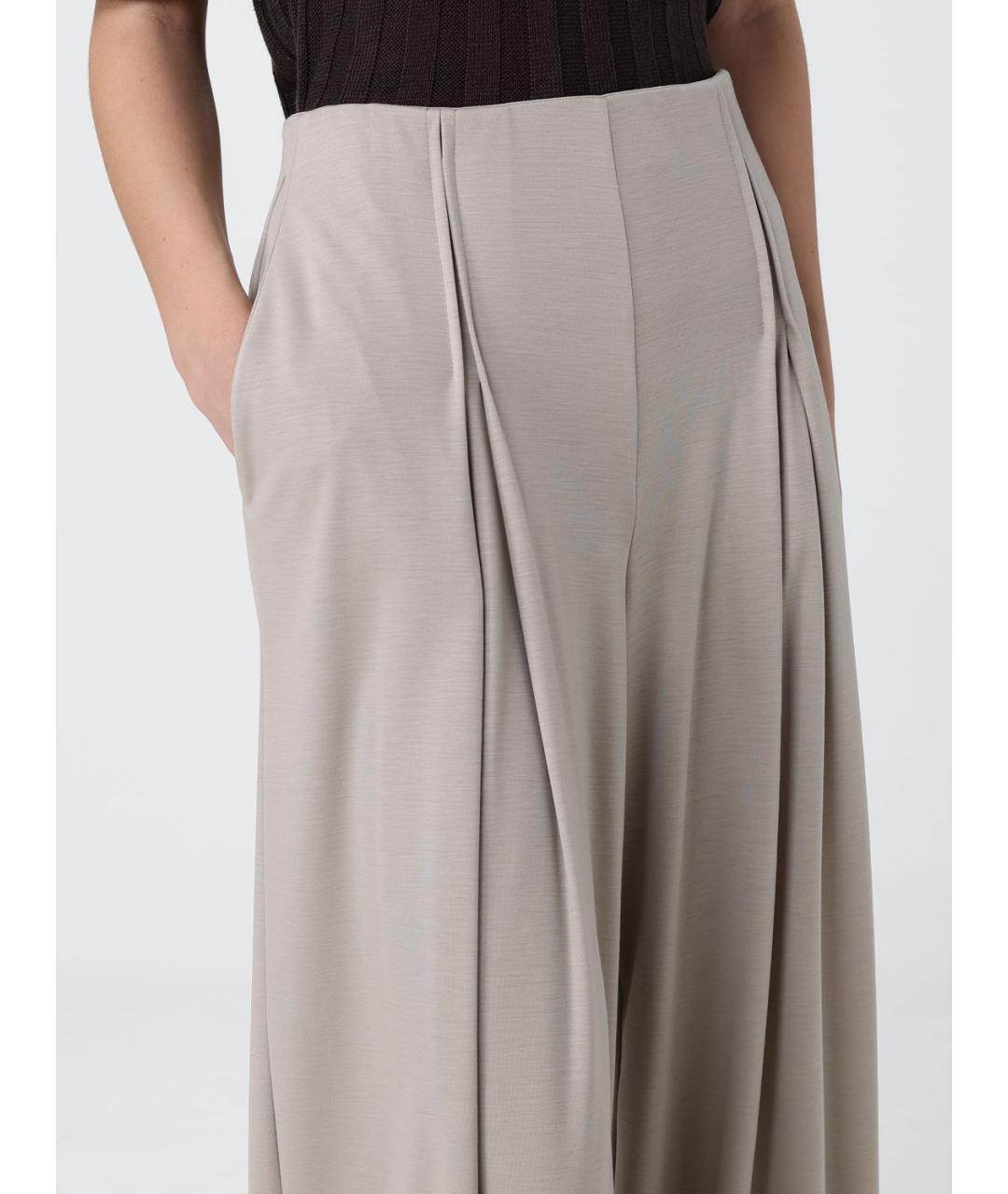MAX MARA Бежевые шерстяные брюки широкие, фото 5