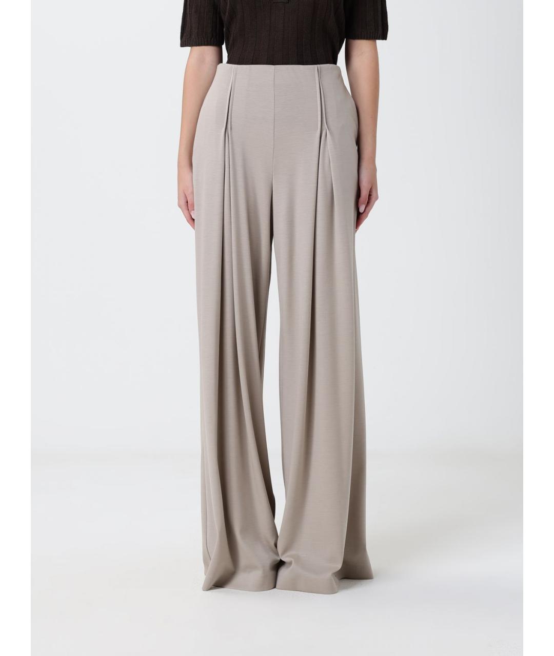 MAX MARA Бежевые шерстяные брюки широкие, фото 1