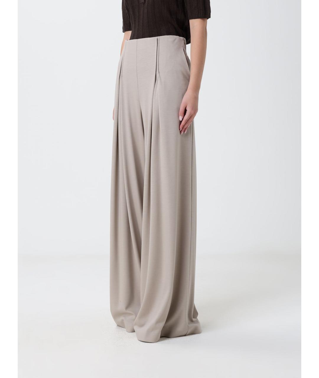 MAX MARA Бежевые шерстяные брюки широкие, фото 4
