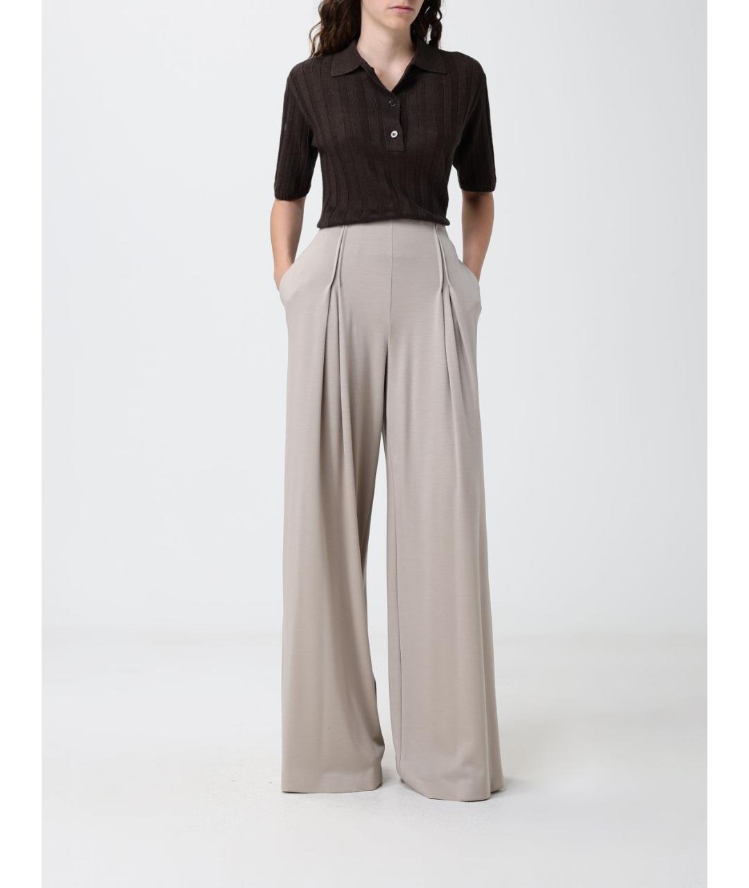 MAX MARA Бежевые шерстяные брюки широкие, фото 2
