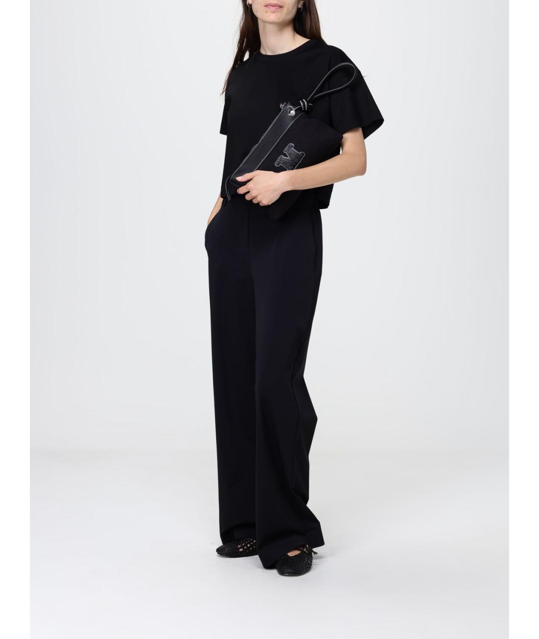 MAX MARA Черные полиамидовые прямые брюки, фото 2