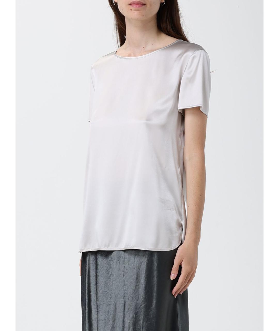 MAX MARA Серая шелковая футболка, фото 4