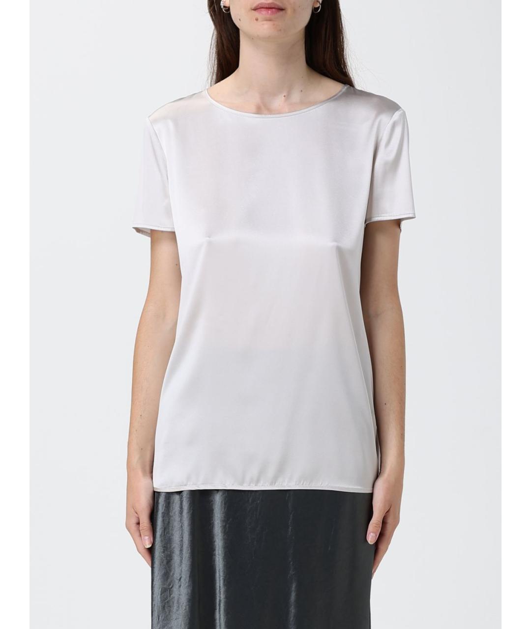 MAX MARA Серая шелковая футболка, фото 1