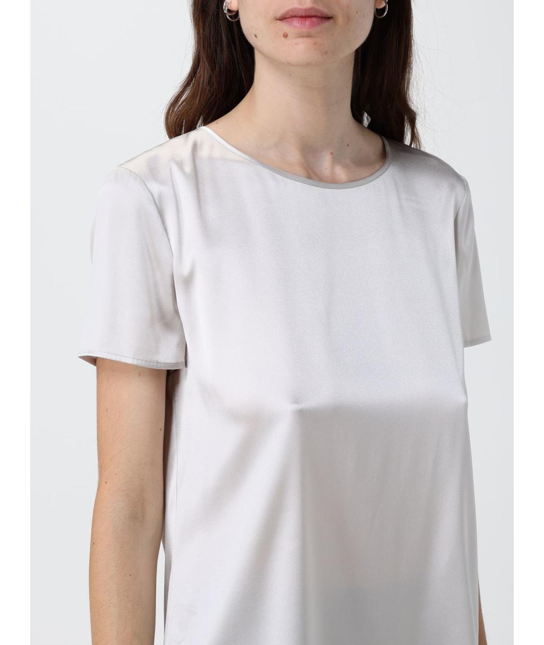 MAX MARA Серая шелковая футболка, фото 5