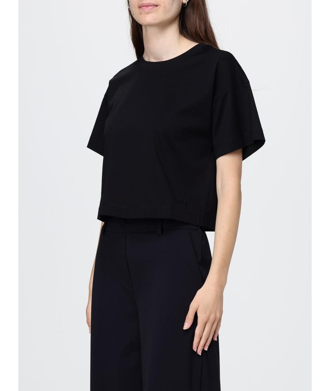 MAX MARA Черная хлопковая футболка, фото 4