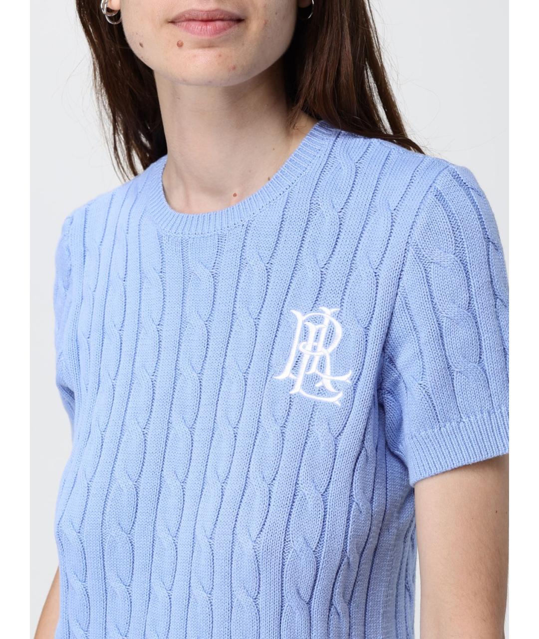 RALPH LAUREN Голубой хлопковый джемпер / свитер, фото 3