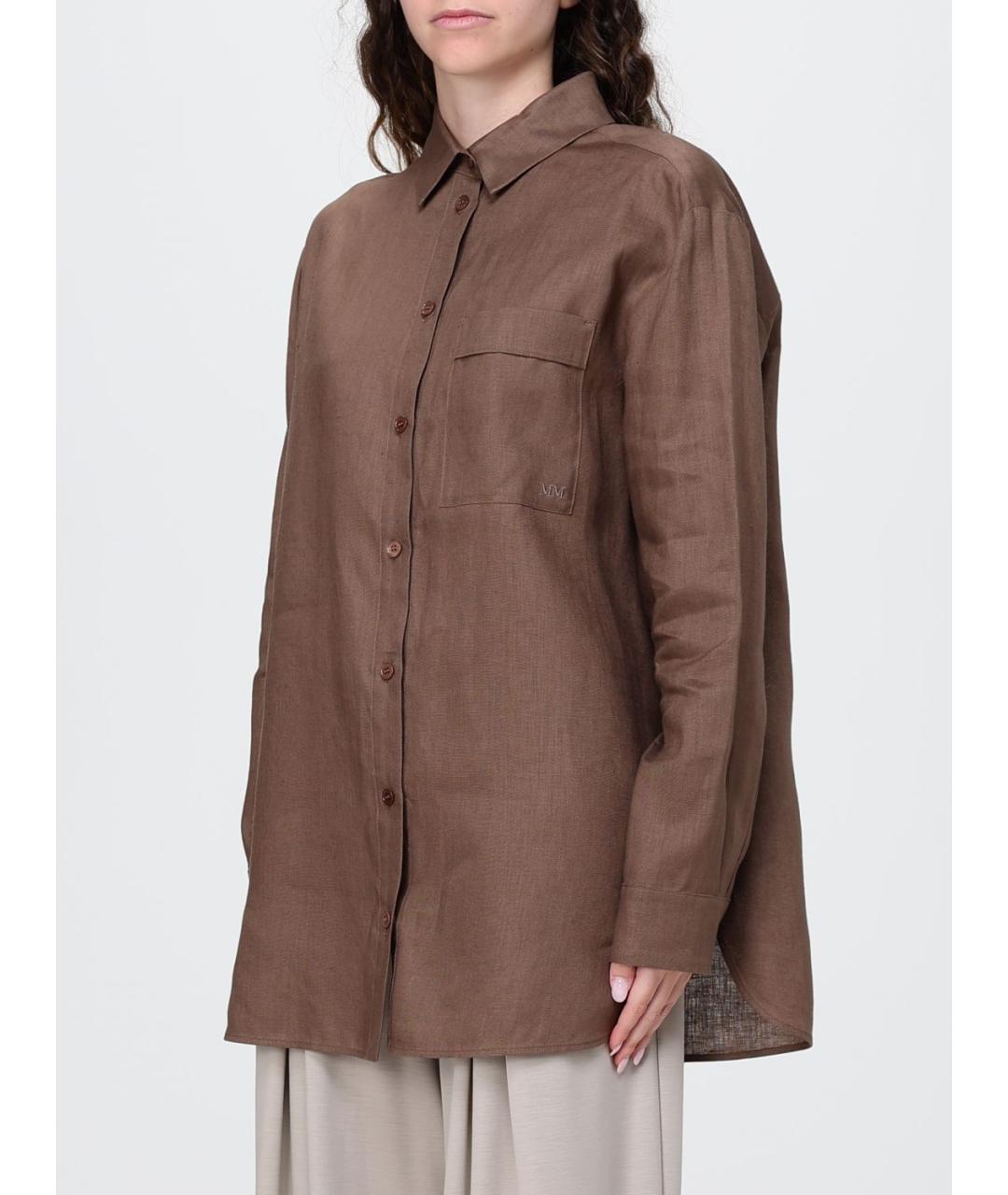 MAX MARA Коричневая льняная рубашка, фото 3