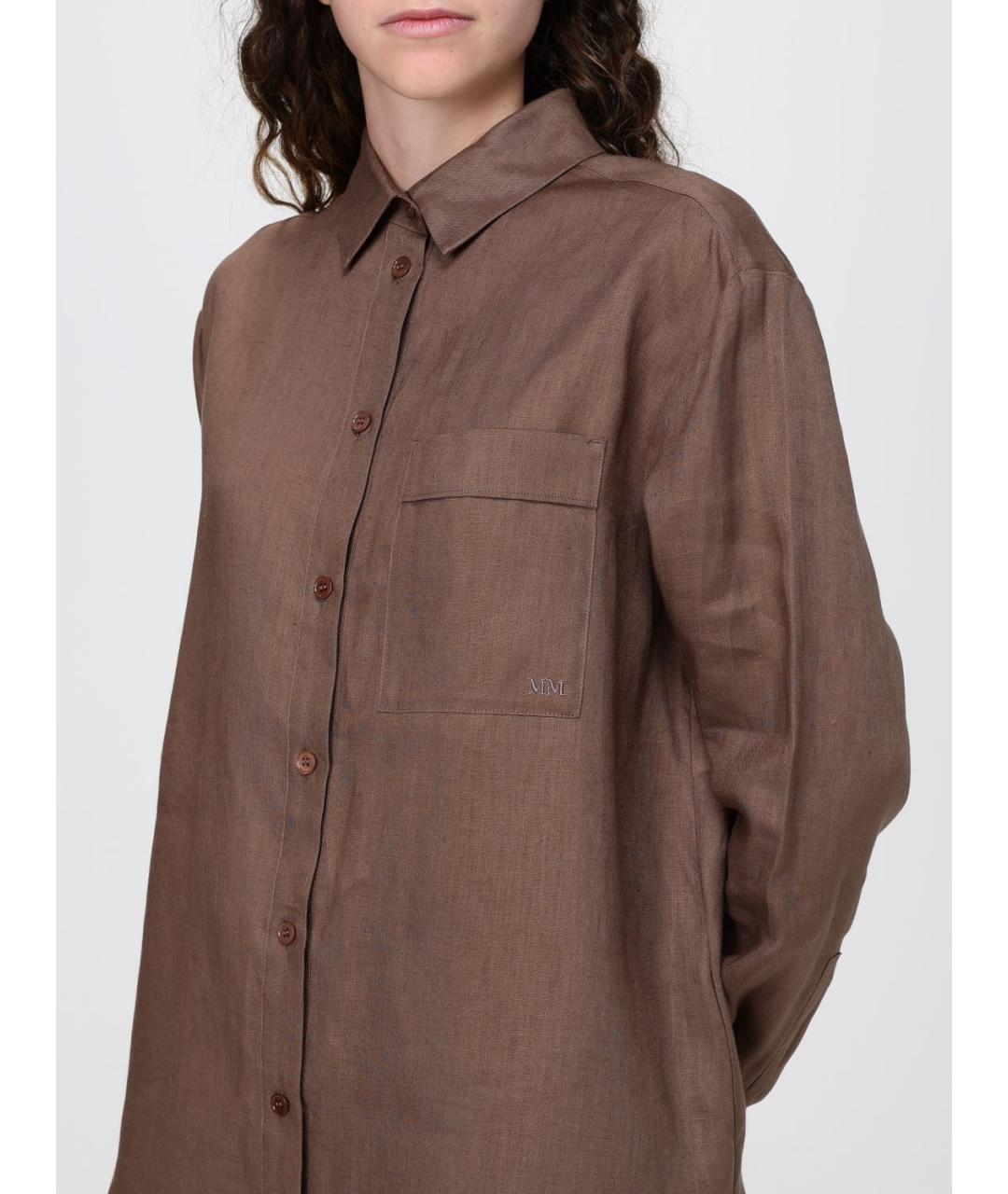 MAX MARA Коричневая льняная рубашка, фото 4