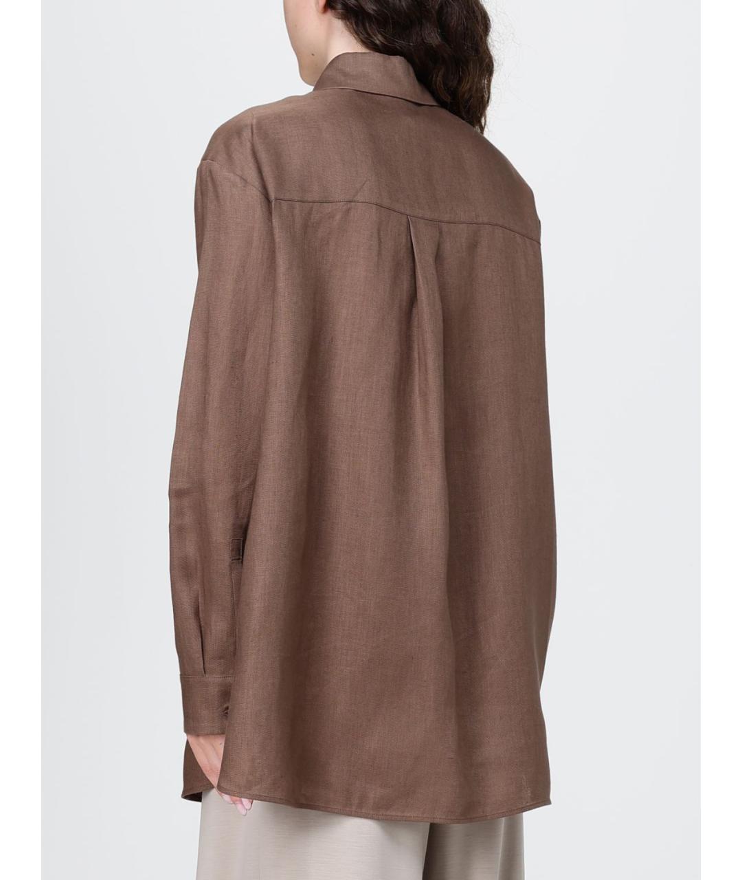 MAX MARA Коричневая льняная рубашка, фото 2