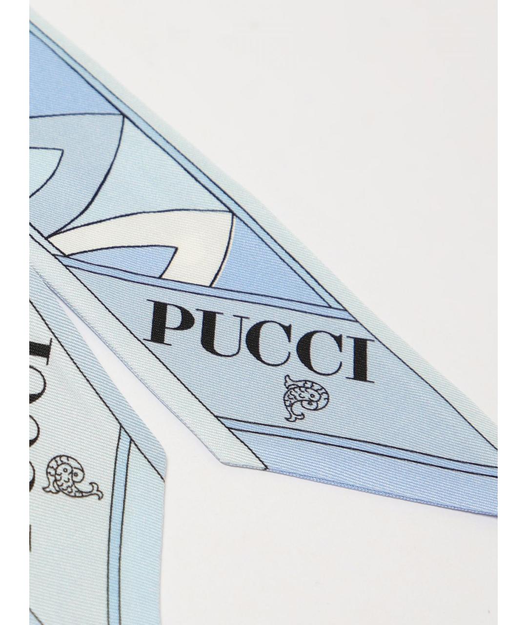 PUCCI Голубой шелковый шарф, фото 4