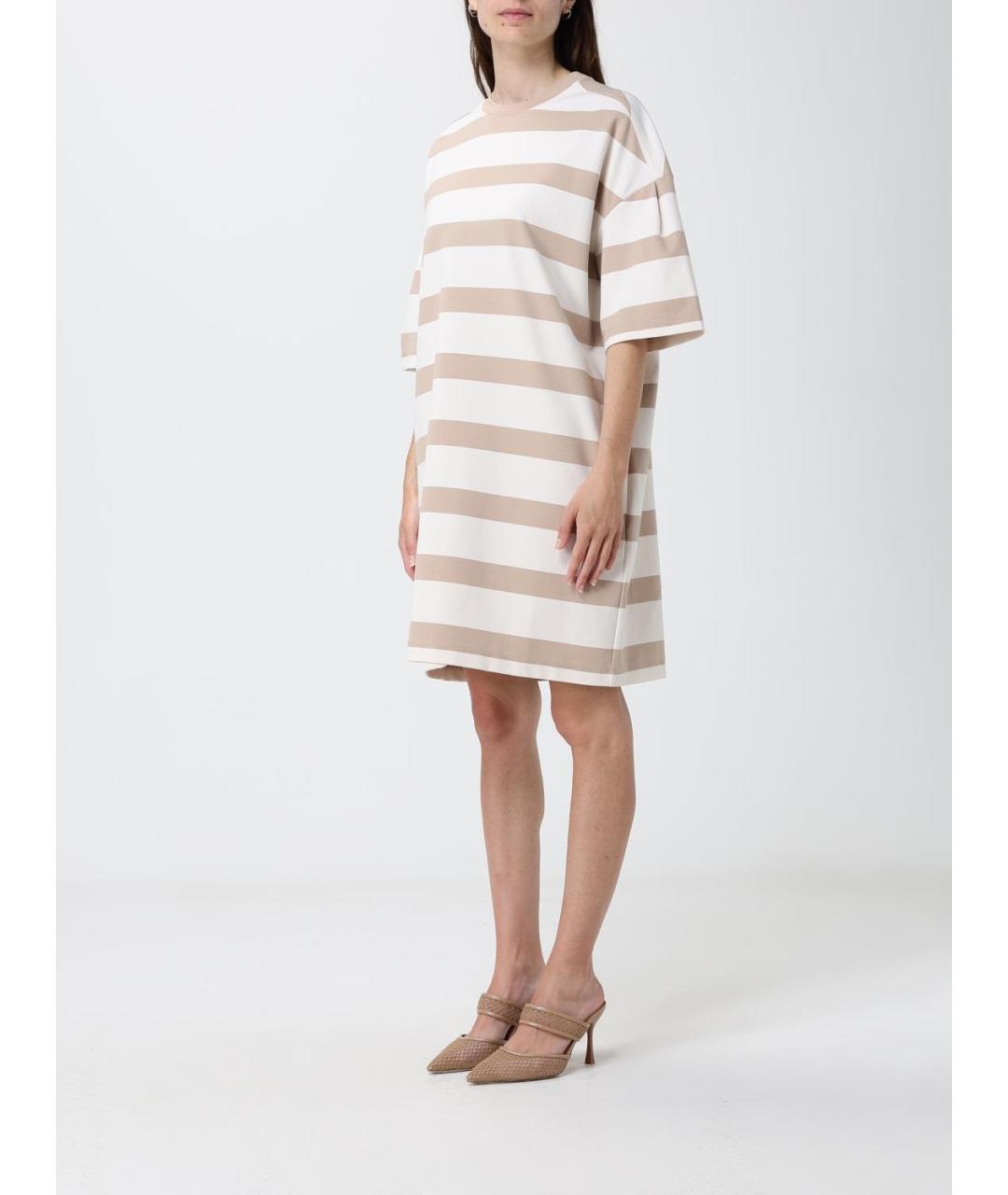 MAX MARA Бежевое вискозное повседневное платье, фото 4