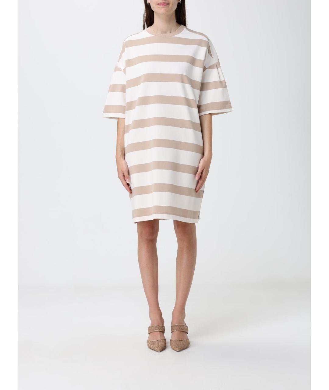MAX MARA Бежевое вискозное повседневное платье, фото 5