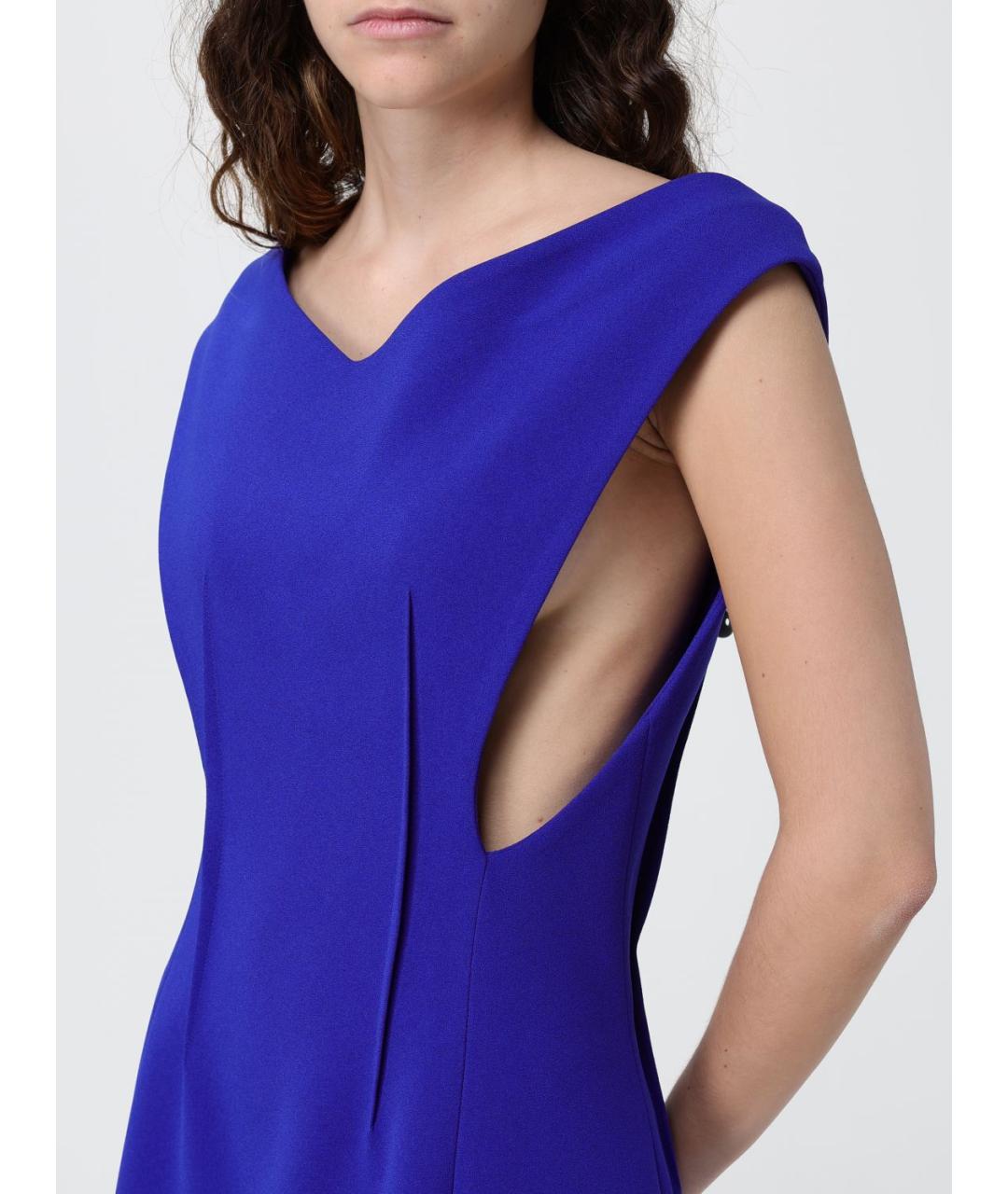 JIL SANDER Синее ацетатное коктейльное платье, фото 5