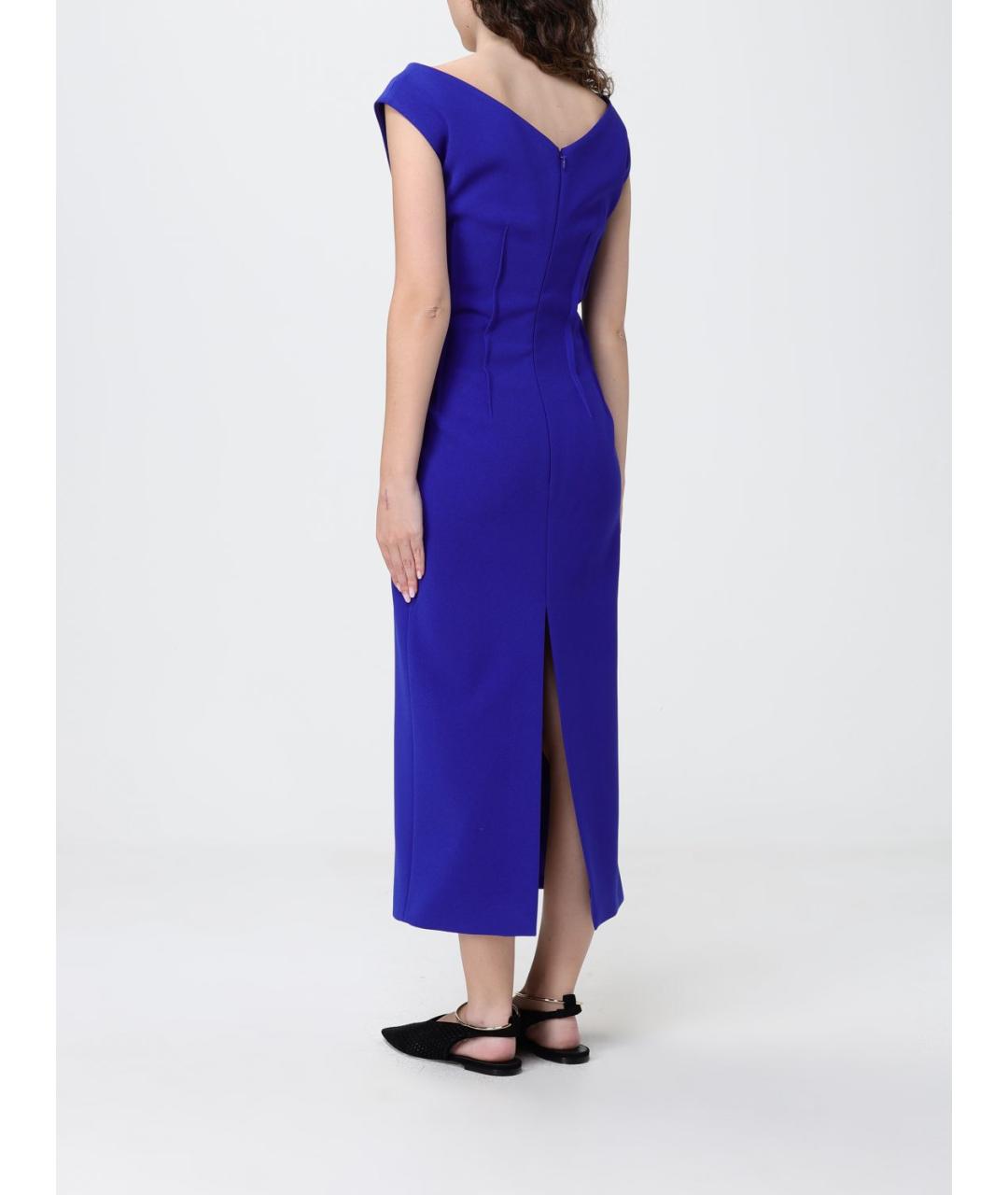 JIL SANDER Синее ацетатное коктейльное платье, фото 4