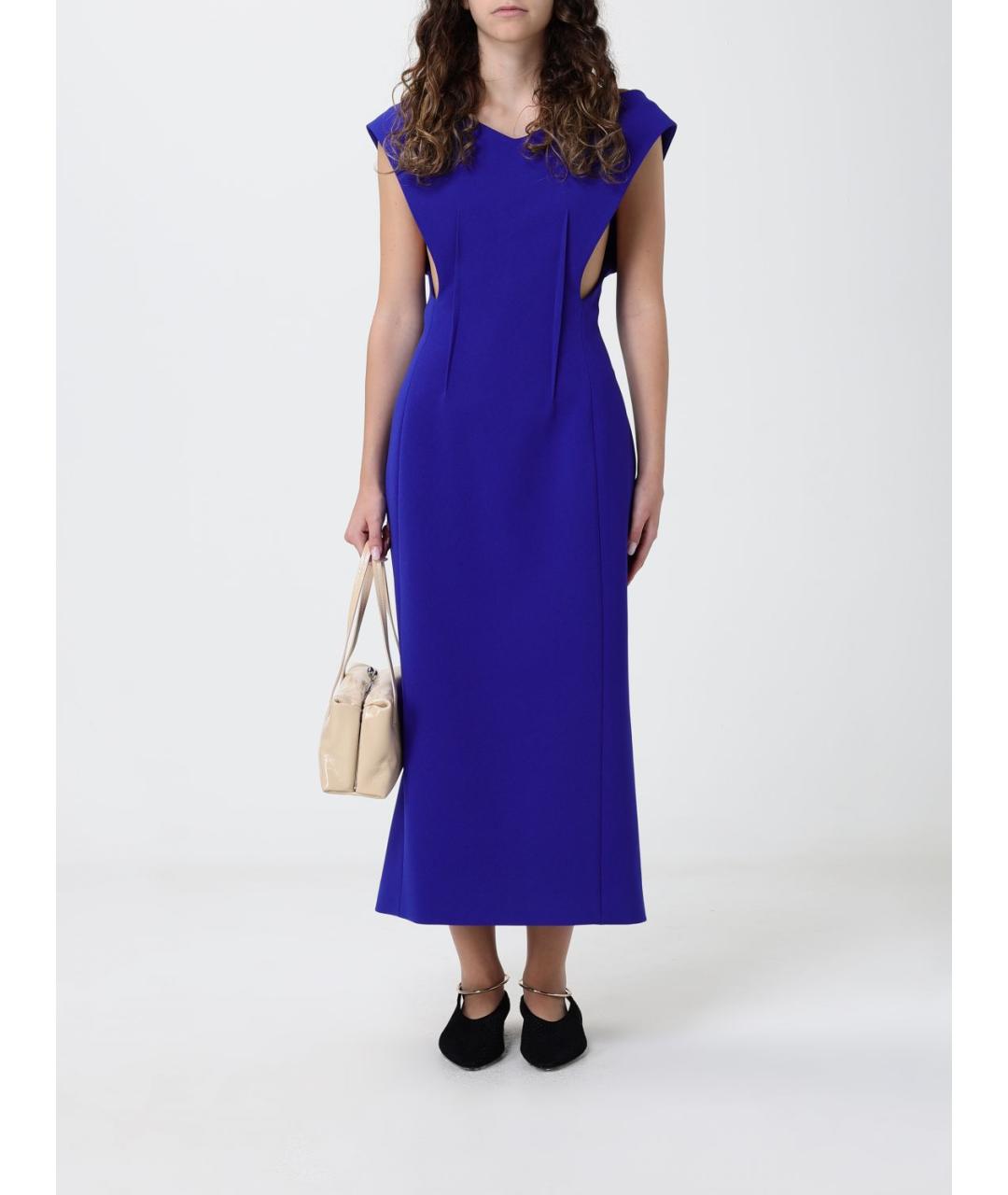 JIL SANDER Синее ацетатное коктейльное платье, фото 3