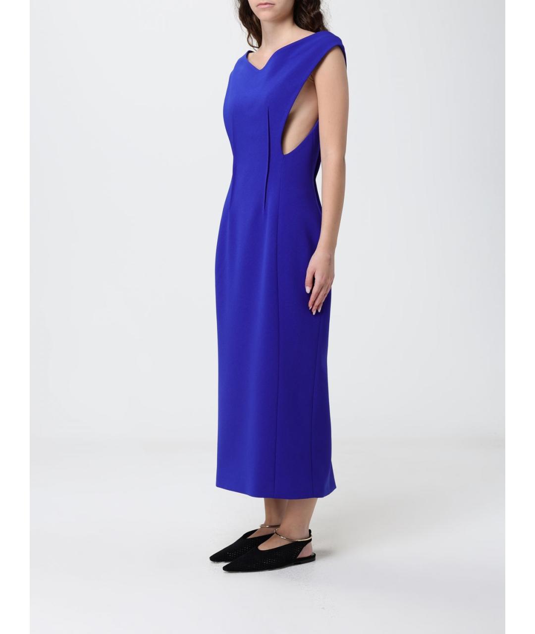 JIL SANDER Синее ацетатное коктейльное платье, фото 2
