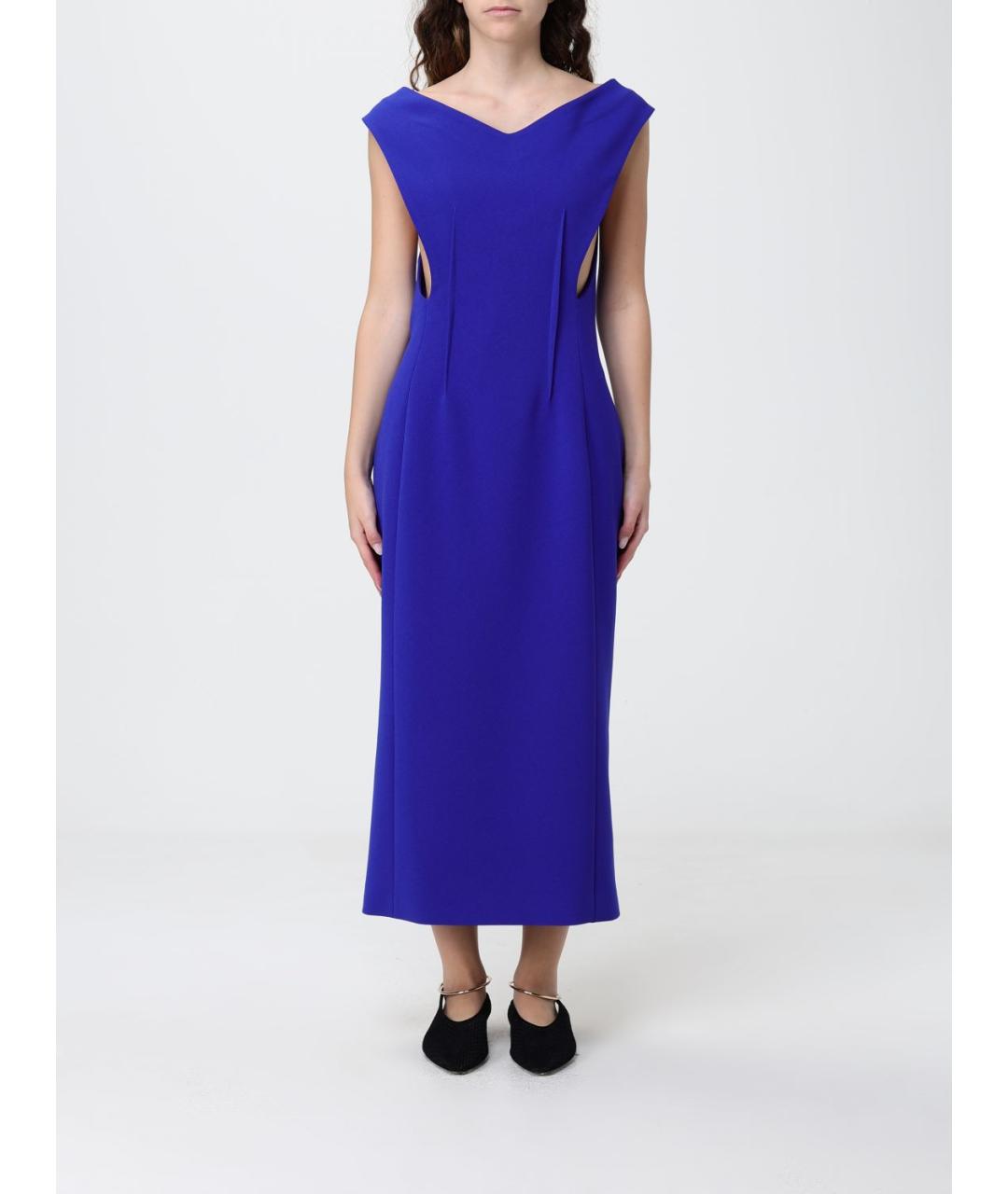 JIL SANDER Синее ацетатное коктейльное платье, фото 6
