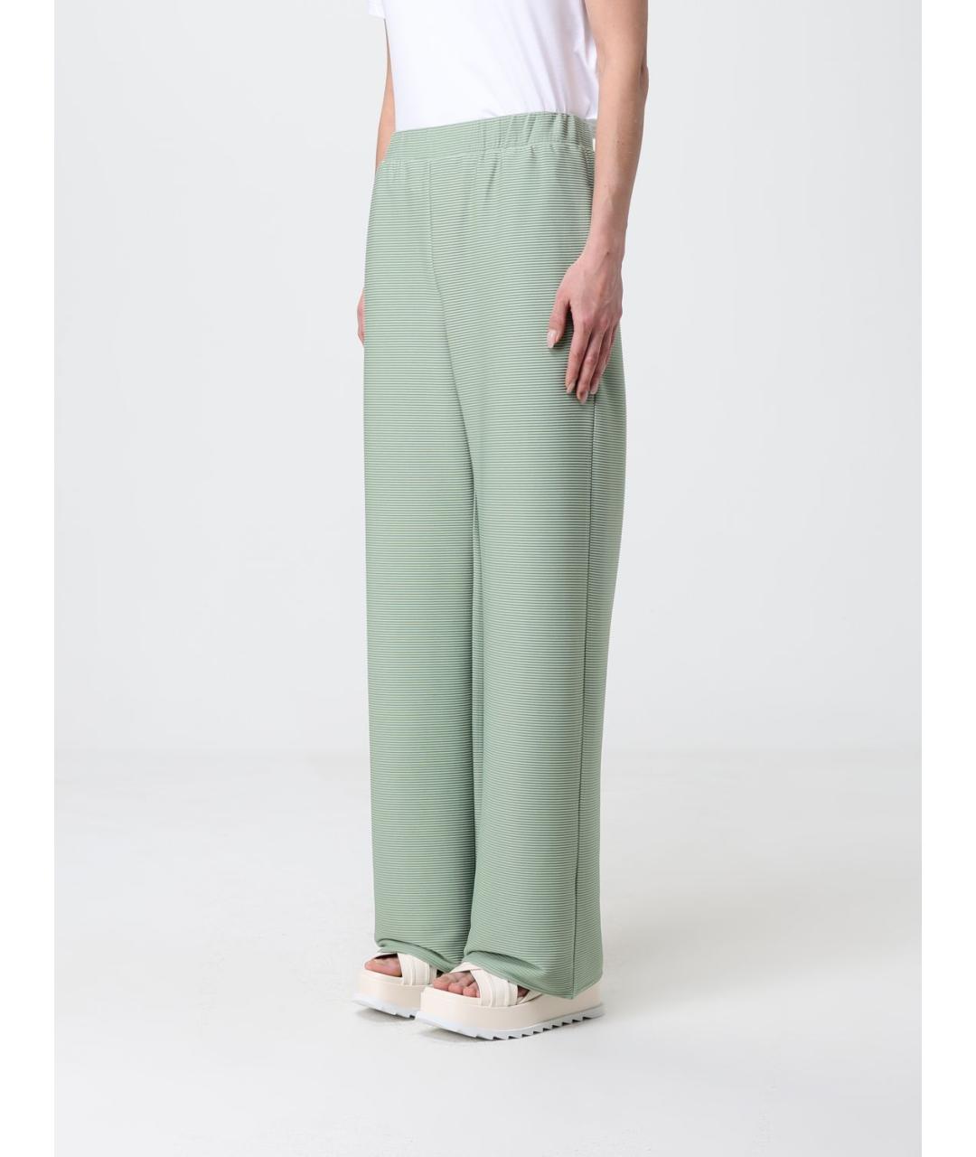 MAX MARA Салатовые полиэстеровые прямые брюки, фото 3