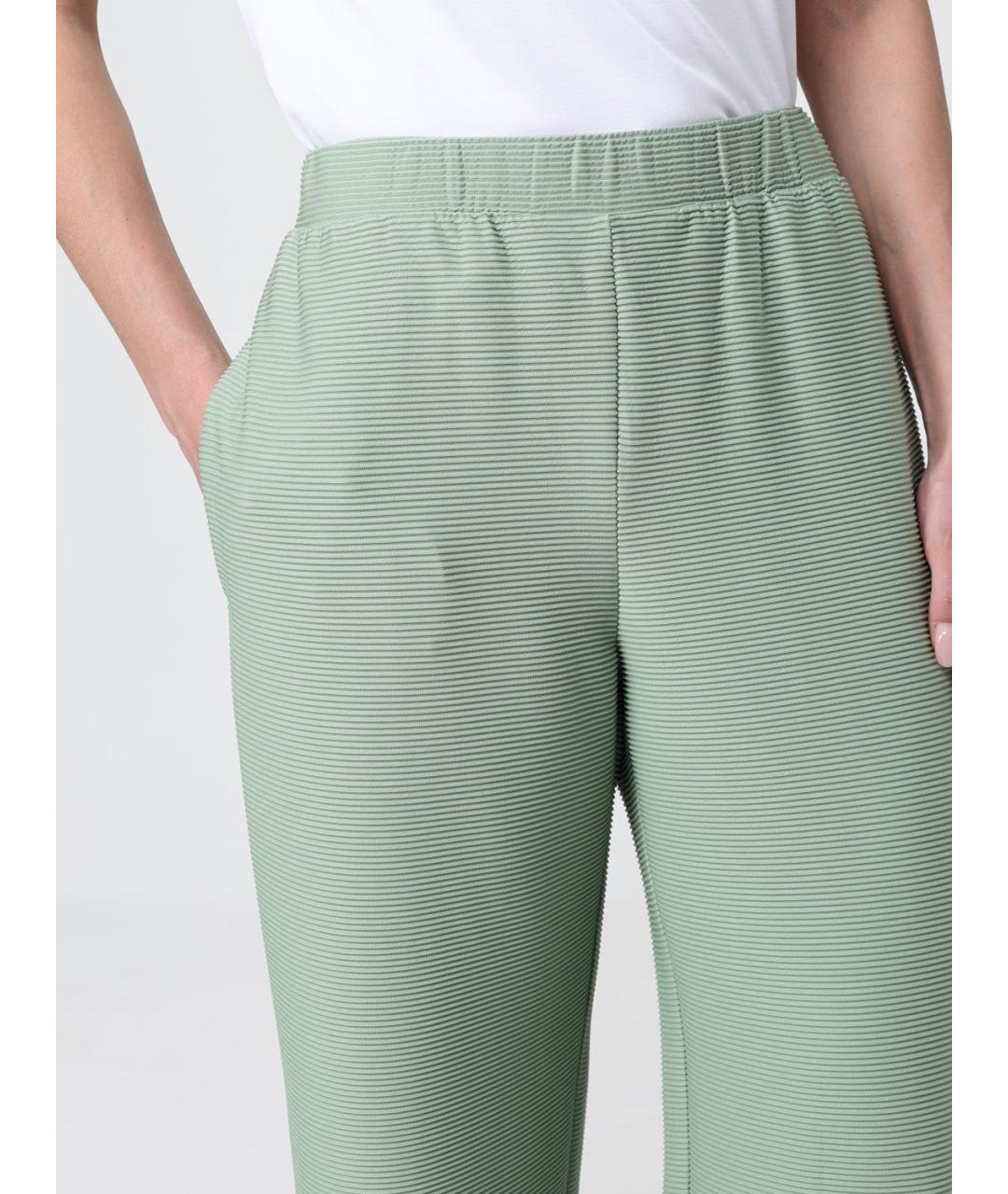 MAX MARA Салатовые полиэстеровые прямые брюки, фото 2