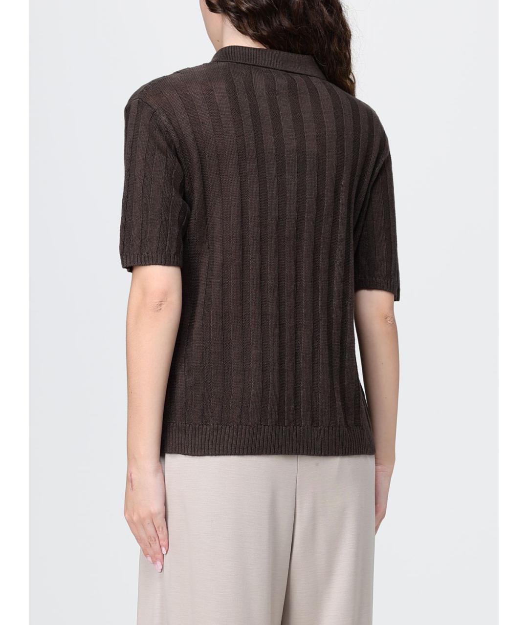 MAX MARA Коричневая льняная футболка, фото 3