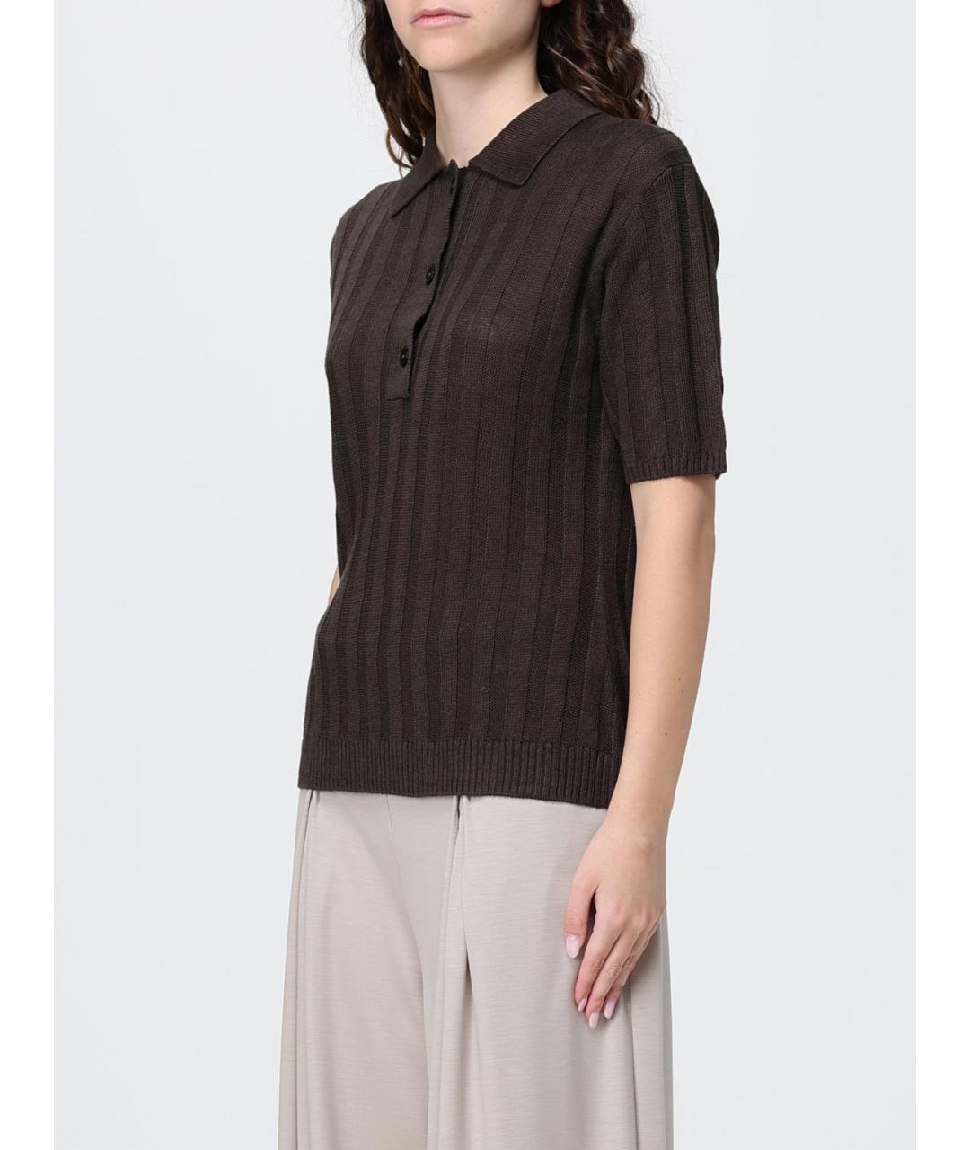MAX MARA Коричневая льняная футболка, фото 4