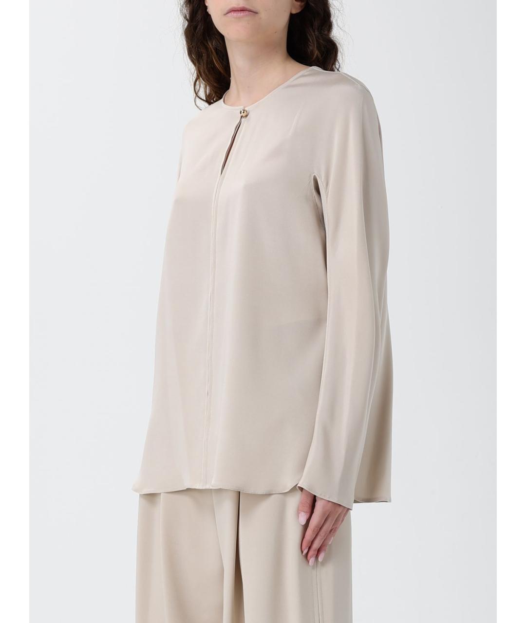 MAX MARA Бежевая шелковая блузы, фото 4