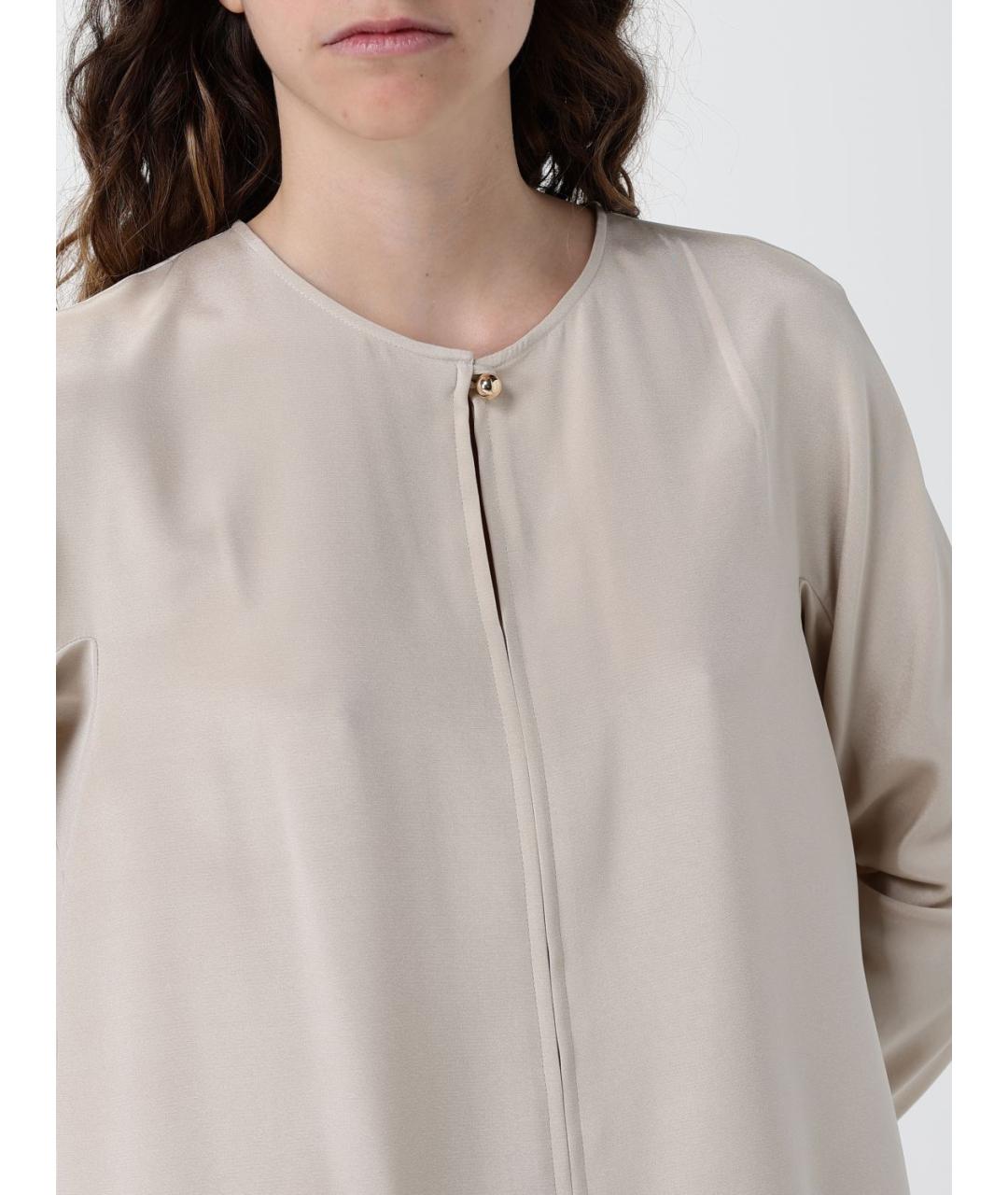 MAX MARA Бежевая шелковая блузы, фото 5