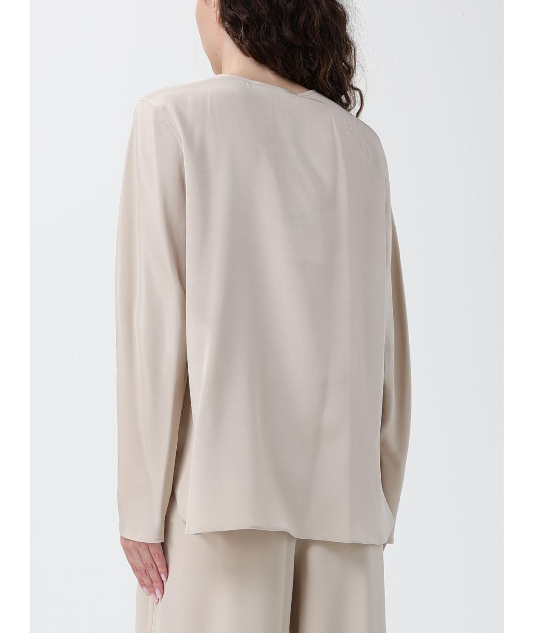 MAX MARA Бежевая шелковая блузы, фото 3